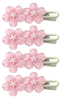 Produktbild von 4er-Pack Haarspangen für Mädchen, Macaron-Farbe, Kirschblüten-Haarspangen, perlmuttartige Textur, stabil, für gewellten Pony, Haaraccessoires B