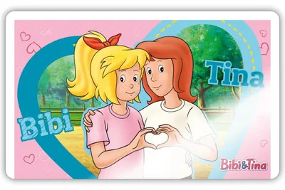 Produktbild von Spreadshirt Bibi und Tina Herzrahmen Sticker Aufkleber, 10 x 10 cm, Weiß glänzend