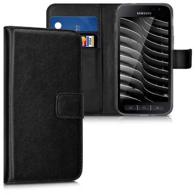 Produktbild von kwmobile Hülle kompatibel mit Samsung Galaxy Xcover 4 / 4S - Kunstleder Handyhülle mit Kartenfächern - in Schwarz