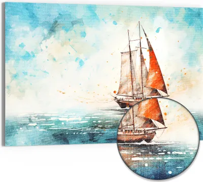 Produktbild von DEQORI Hybrid Leinwand Bild 90x60 cm 'Meeresträumerei' Wandbild Glas flach modern