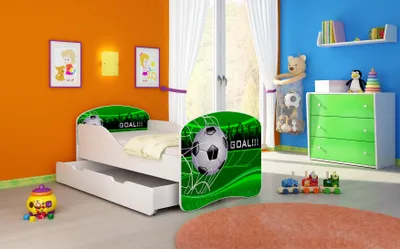 Produktbild von ACMA I Jugendbett Kinderbett Junior-Bett Komplett-Set mit Matratze Lattenrost Weiß 14 Goal  140x70 + Bettkasten