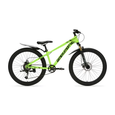 Image de VTT Génération X8 26 pouces – Jaune fluo avec garde-boue