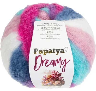 Produktbild von Garn PAPATYA DREAMY - 100g / 240 m - Rosa,Blau,Weiß