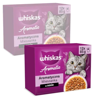Produktbild von Whiskas Aromatische Katzennahrung 24x85g Feuchtnahrung für Katzen Aromatischer Mix in Soße