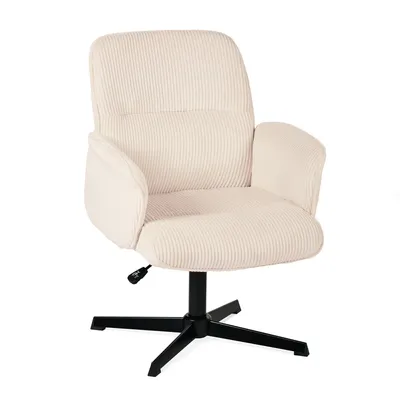 Produktbild von Meubles Cosy Ergonomischer verstellbarer Drehstuhl mit Armlehnen aus beigem Cord – THOMASINA