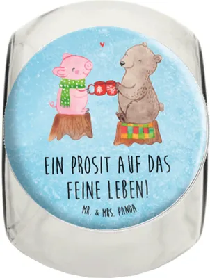 Produktbild von Mr. & Mrs. Panda keksglas Glühschwein Sause L 870ml - Eisblau - Geschenk, Bonboniere, Vorratsdose, Schwein, schraubglas, Weihnachten, glasbehälter, Weihnachtszeit, Prost