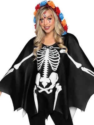 Produktbild von Skelett Poncho - Halloween Kostüm Damen Größe: M-L