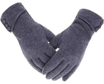 Immagine prodotto di Guanti invernali caldi da donna, touchscreen, antivento, foderati, grigi, taglia unica, in velluto sintetico (VELBOA)