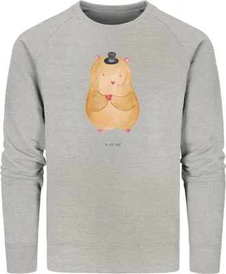 Produktbild von Mr. & Mrs. Panda Nachhaltiger Pullover Hamster Hut Größe M - Heather Grey - Geschenk, Sweater, Baumwoll, Pulli, Zauberer, Sweatshirt, Zwerghamster, Bio, Magier, Zylinder