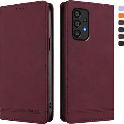 Obrázek produktu pro Pouzdro pro Samsung Galaxy A53 5G, retroPolyuretankožené flip pouzdro s stojánkem a přihrádkami na karty Červený