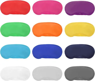Imagen del producto de Conjunto de 12 antifaces para dormir, de varios colores, con soporte nasal y cintas elásticas, para niños y adultos