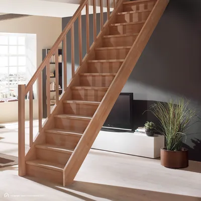 Produktbild von Holztreppe Intercon Savoy | Buche | gerader Verlauf | mit Geländer | mit Setzstufen