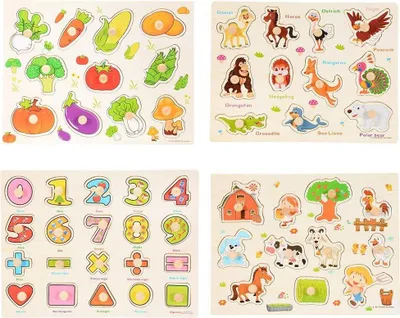 Zdjęcie produktu dla ThinkMax 4 szt. Dzieci Drewniane puzzle Jajoge Puzzle Board Toy Edukacja i nauka Puzzle