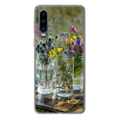Produktbild von MuchoWow® Handyhülle Schutzhülle Hülle für Huawei P30 Vase - Blumen - Farben Silikon Softcase Handy Hülle - Kartenbesitzer