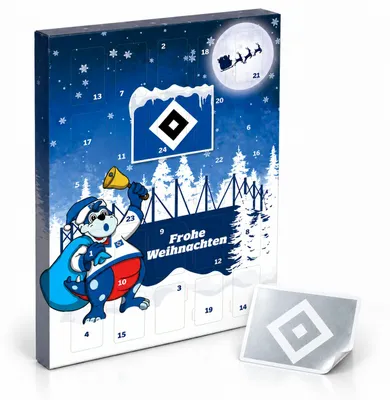Produktbild von Hamburger SV HSV Premium Adventskalender Weihnachtskalender + Aufkleber "Raute" transparent silber, KI-generiertes Bild