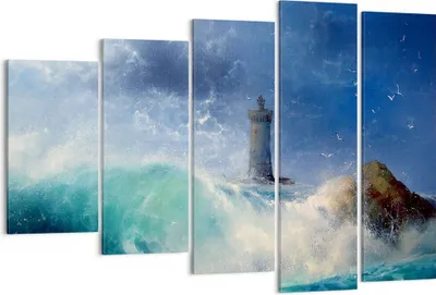 Produktbild von Bild auf Leinwand - Leinwandbild - Leuchtturm Meer - 150x100cm - Wand Bild - Wanddeko - Wandbilder - Leinwanddruck - Bilder - Kunstdruck - Wanddekoration - Leinwand bilder - Wandkunst - EG150x100-3576