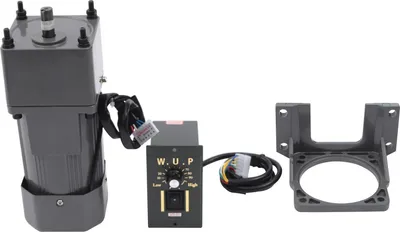 Produktbild von Getriebemotor - AC 220 V 90 W - Übersetzung 20:1 - Stufenloser Drehzahlregler - Welle 12 mm - Montagehalterung - Schwarz