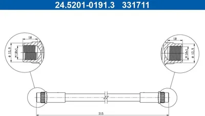 Produktbild von ATE 24.5201-0191.3 Bremsschlauch Hinten Rechts für NISSAN Kubistar Kastenwagen (X76)