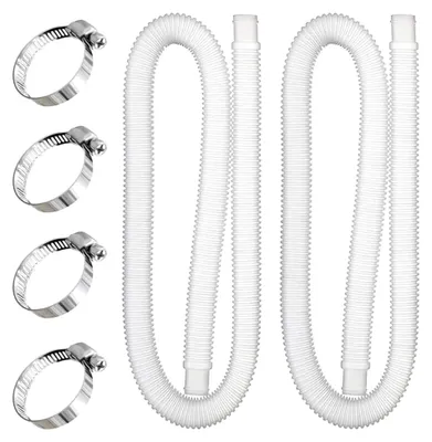 Produktbild von 32 mm Poolschlauch für Poolpumpen, 2 Stück 1 m Schwimmbadschlauch Ersatzschlauch mit 4 Metallanschlüssen für oberirdische Pools