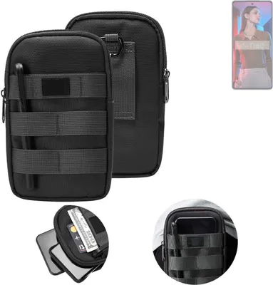 Produktbild von K-S-Trade Holster Gürtel Tasche kompatibel mit Tecno Camon 20 Pro Handy Tasche Schutz Hülle dunkel-grau viele Fächer, 1x