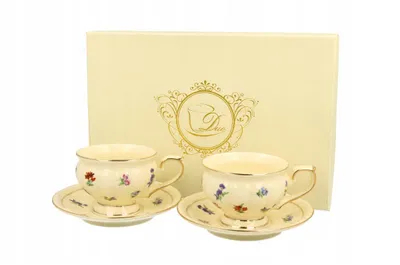Produktbild von DUO ECRU 2er-Set Espressotassen 120 ml mit Untertassen, New Bone China Porzellan