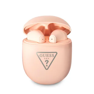 Obrázok produktu pre Bezdrôtové slúchadlá GUESS bluetooth TWS + dokovacia stanica GUTWST82TRP (Triangle Logo) ružová
