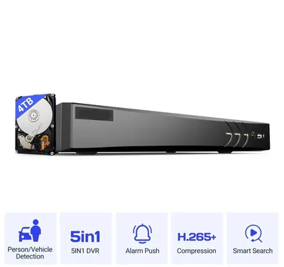 Immagine prodotto di Sistema di videosorveglianza DVR 4K a 8 canali - Videoregistratore - Sistema di registrazione - Registratore CCTV - Registratore di videosorveglianza
