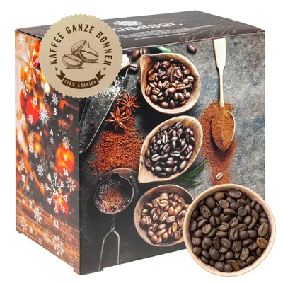Produktbild von Corasol Premium Flavoured Coffee Kaffee-Adventskalender mit 24 aromatisierten Kaffee-Kreationen, ganze Bohnen für Genießer (240 g)