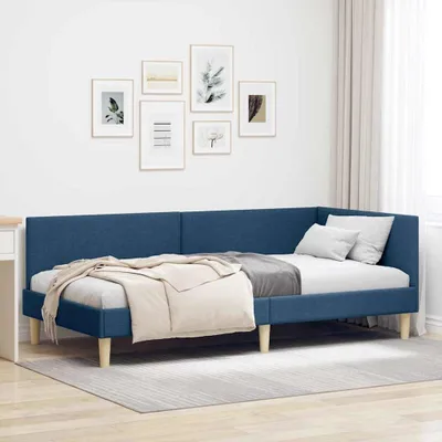 Obrázok produktu pre Maison Exclusive – Rám postele s vysokým čelom, modrá farba, 90 cm x 200 cm, materiál: látka a preglejka