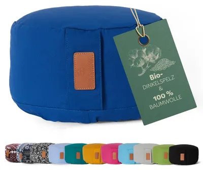 Produktbild von #DoYourYoga rundes Yogabolster - waschbarer Bezug, -Dinkelspelz (KBA) Füllung, 30 x 15 cm, Yoga Kissen für Yin Yoga & Meditation - Navyblau