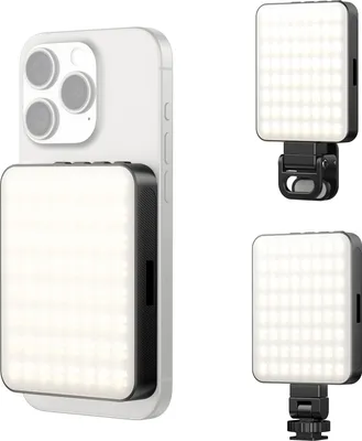 Produktbild von Magnetisches LED-Videolicht, Taschen-LED-Fuelllicht, 3000 K šC 6500 K, dimmbares Videokonferenzlicht fuer Smartphone, Laptop, Tablet, DSLR-Kamera, eingebauter Akku mit Clip und Blitzschuhadapter