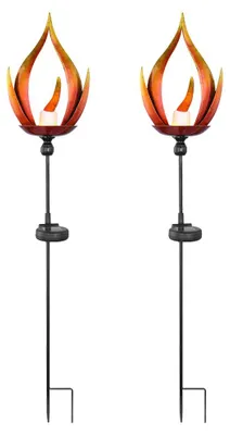 Produktbild von 2er Set LED Solarleuchten, Feuer Effekt , Höhe 93 cm