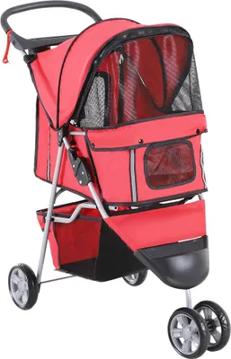 Produktbild von PawHut Hundewagen Hundebuggy Buggy Hunde Katzen mehrfarbig (Rot)