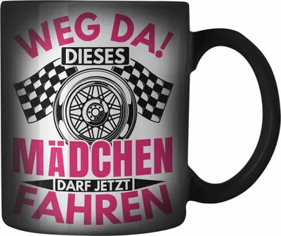 Produktbild von Trendation - Führerschein Bestanden Geschenk Farbwechsel Zauber-Tasse Spruch Mädchen Frauen (Schwarz)