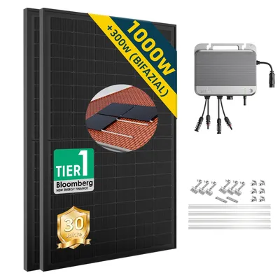 Produktbild von ALLDREI 1000W Balkonkraftwerk komplettset mit 800 Wechselrichter Solaranlage-Mit Ziegeldach Halterung