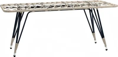 Produktbild von Couchtisch Hochwertig Luxus Rattan Grau Moderner Kaffeetisch Beistell Design