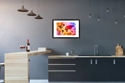 Produktbild von MuchoWow® MuchoWow® Gerahmtes Poster Weltkarte - Farbe - Abstrakt 60x40 cm - Poster mit zchwarzem Bilderrahmen - Schlafzimmer - Plakat in Rahmen - Drucken