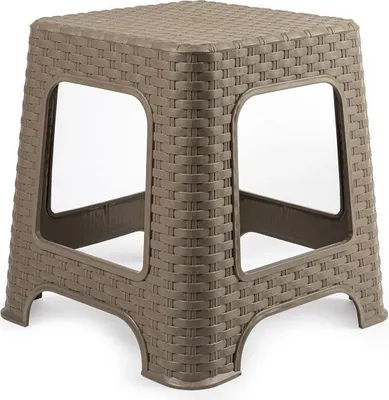 Produktbild von Plasicforte Tritt-/Hocker - taupe - Rattan Kunststoff - 32x30 cm