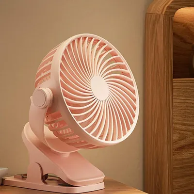 Produktbild von clip ventilator mobiler Mini Ventilator mit Akku Bodenventilator / Windmaschine 3 Geschwindigkeitsstufen Rosa