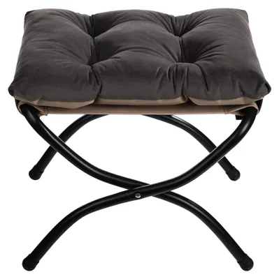 Immagine prodotto di Pouf pieghevole, dimensioni 47 cm x 36 cm x 36 cm, color grigio scuro, in velluto e metallo, ideale per il soggiorno