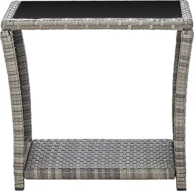 Produktbild von vidaXL Couchtisch Grau 45x45x40 cm Poly Rattan und Glas