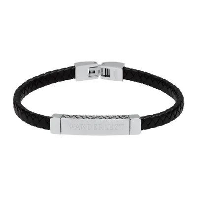 Produktbild von Schwarzes Kunstleder Armband mit Edelstahl-Schmuckelement