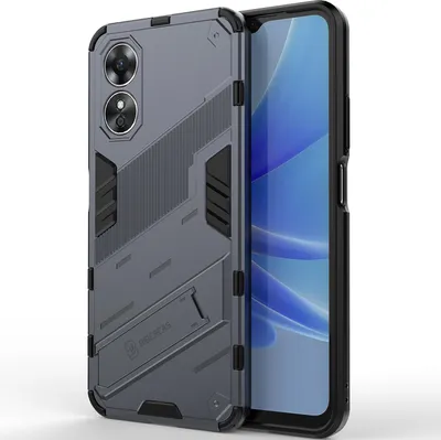 Produktbild von Armor Hülle für Oppo A17 4G, Hybrid PC TPU Bumper Stoßfestes Schutzhülle mit Standfunktion Grau