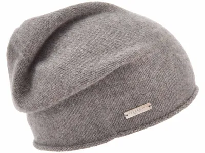 Seeberger Strickmütze-Beanie aus 100% Kaschmir mit Rollrand in braun