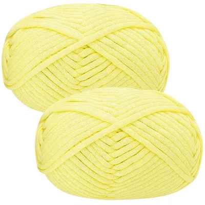 Obrázek produktu pro Příze na háčkování, směs bavlny a nylonu, 2 x 50 gramů, světle žlutá