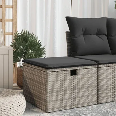 Obrázok produktu pre vidaXL Záhradná stolička s vankúšom sivá 55x55x37 cm Poly ratan