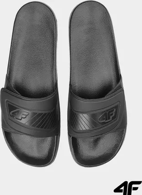 Produktbild von 4F Herren Badeschuhe Badelatschen Pantoletten Saunaschuhe Flip Flops  Klettverschluss M091, Schwarz, 43
