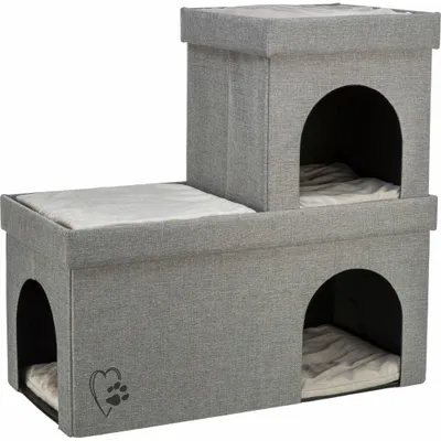 Produktbild von TRIXIE Faltbare Höhle Kimy für Katzen und kleine Hunde - hellgrau - 76 × 72 × 37 cm