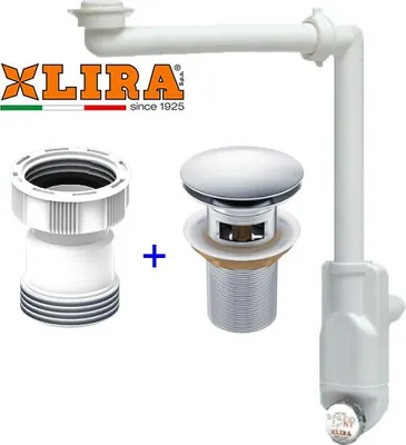 Image de Domotechnika | Siphon de lavabo Spazio Bagno Nt - Blanc - Gain de place - Montage facile - Design moderne -Rallonge entre siphon et bouchon pour plan de travail épais 55mm Ø32