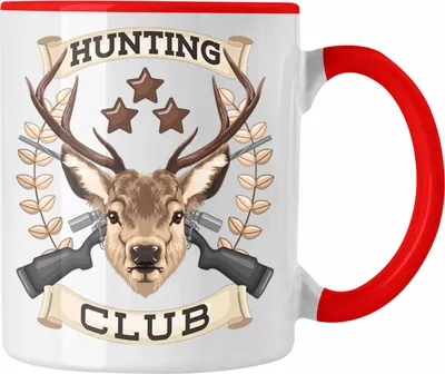 Produktbild von Trendation - Jäger Hunting Club Tasse Geschenk für Jäger Becher Männer Spruch Jagd Jagen (Rot)